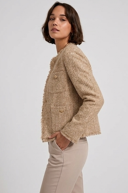Structured Cropped Tailored Tweed Jacket Women