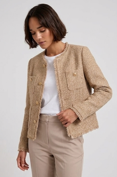 Structured Cropped Tailored Tweed Jacket Women