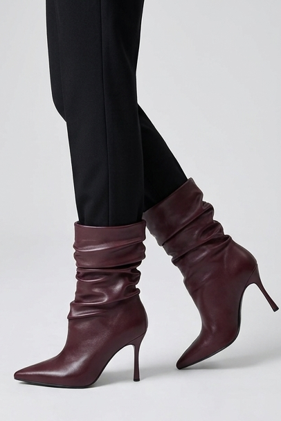 Pointed Toe High Heel Slouch Boots Women