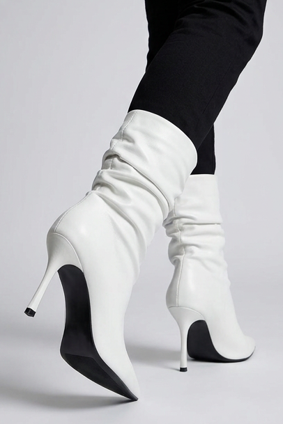 Pointed Toe High Heel Slouch Boots Women
