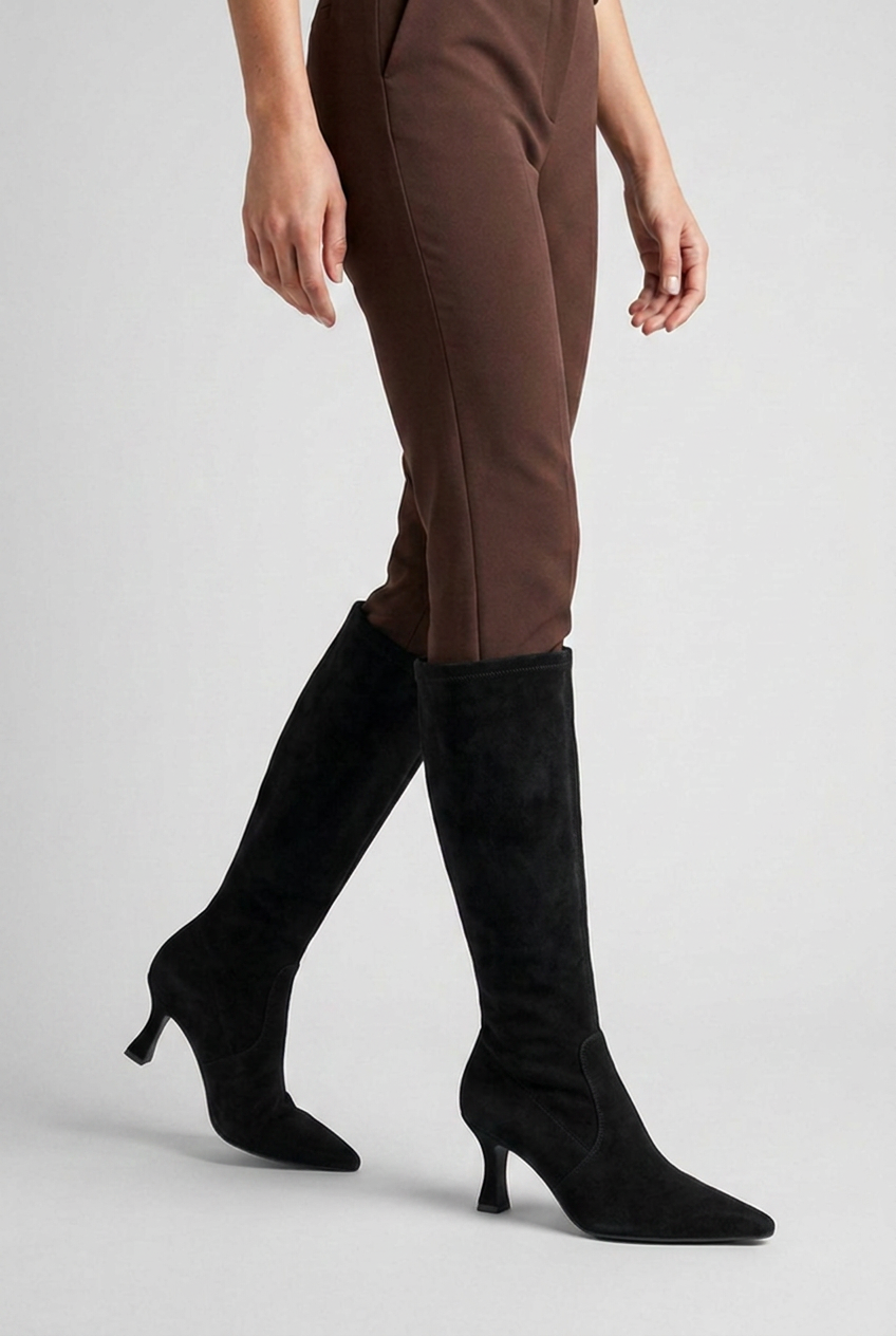Women’s Suede Style High Heeled Knie High Boots