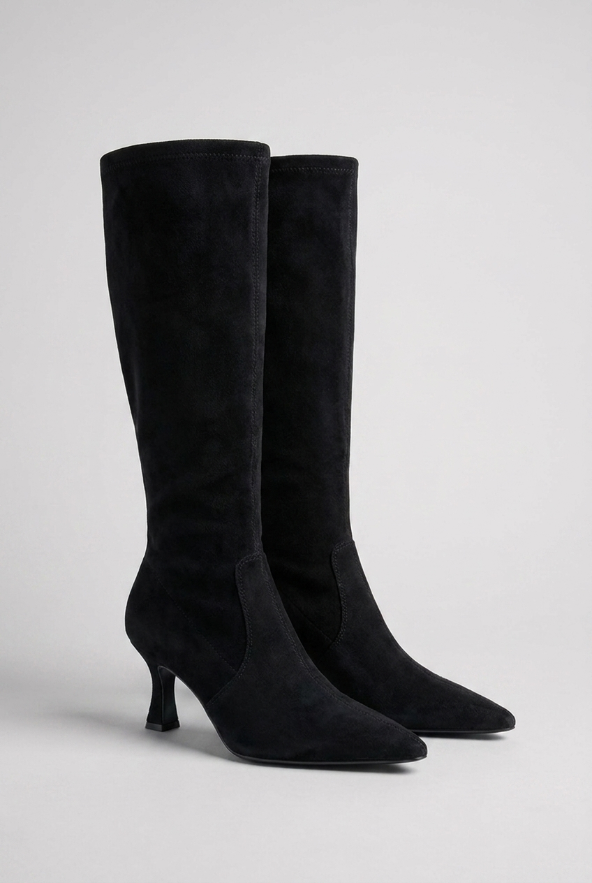 Women’s Suede Style High Heeled Knie High Boots