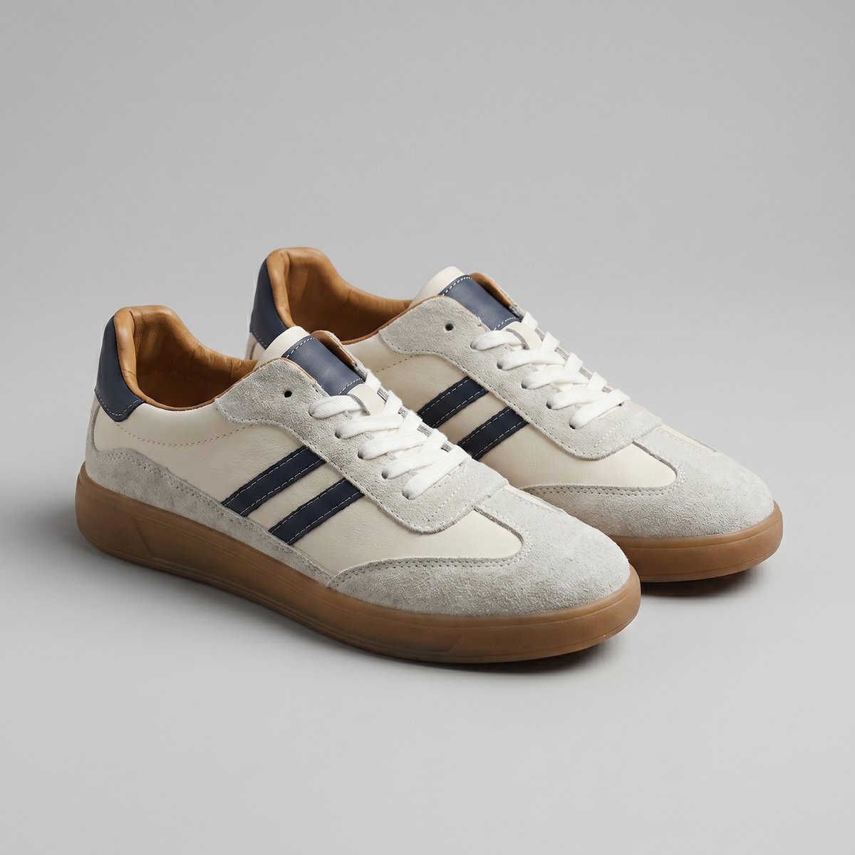 Classic Retro Mesh Panel Lace-Up Trainers Men