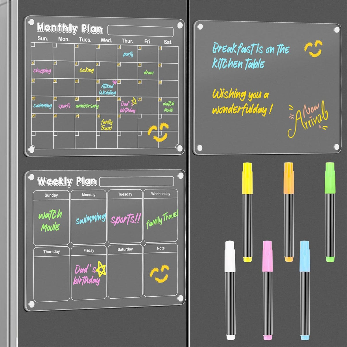 Acrylic Magnetic Dry Erase Fridge Calendar Planner