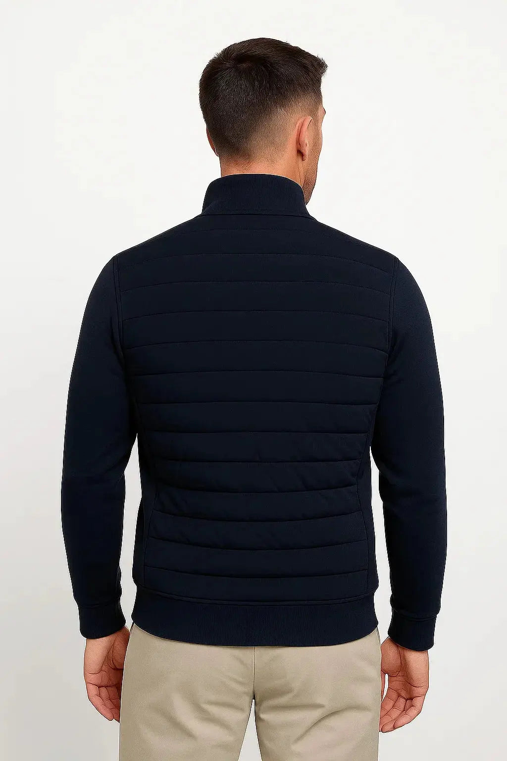 Quilted Jacket Knitted Sleeves Stand Collar Men
