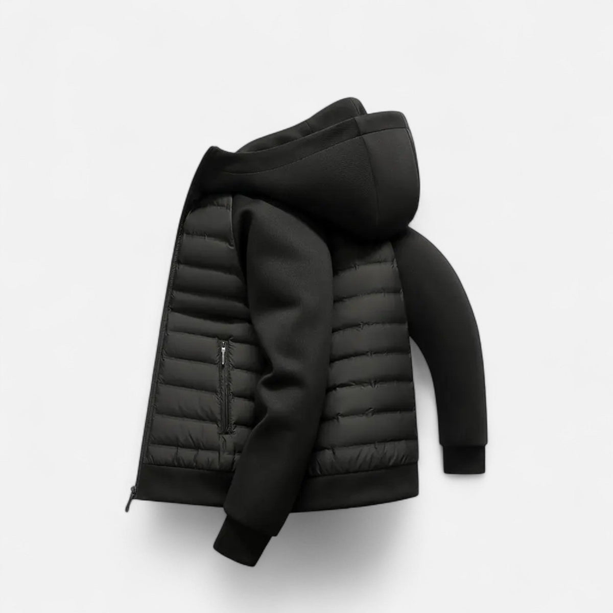 Quilted Panel Hooded Padded Jacket Men