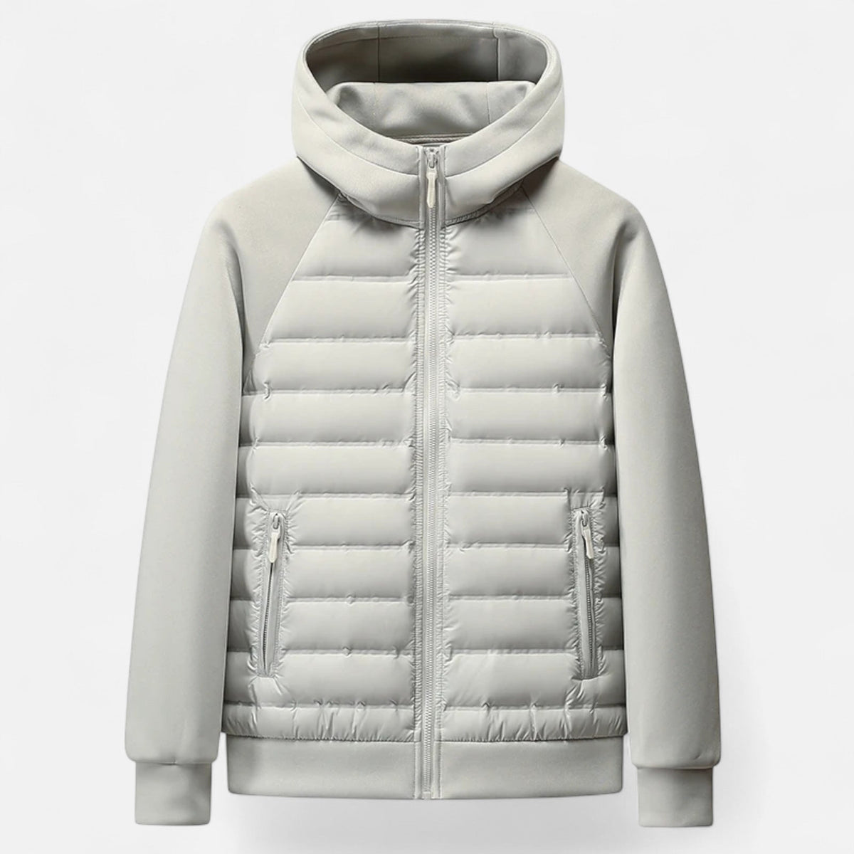 Quilted Panel Hooded Padded Jacket Men
