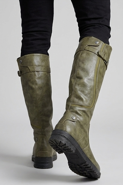 Tall Buckle Detail Knee High Boots Women