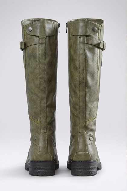 Tall Buckle Detail Knee High Boots Women