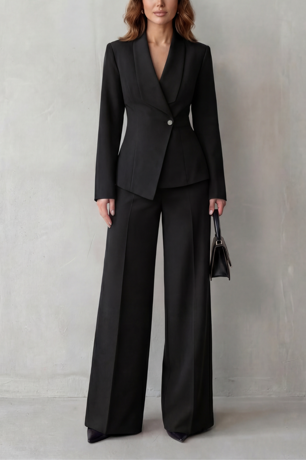 Tailored Blazer Wide Leg Trouser Suit Set Women