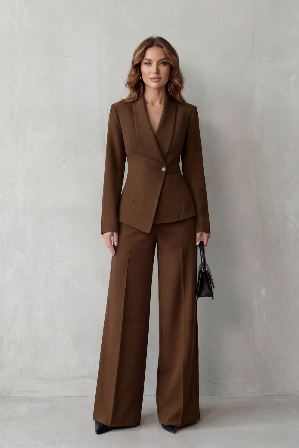Tailored Blazer Wide Leg Trouser Suit Set Women