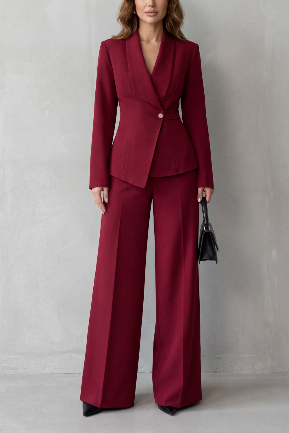 Tailored Blazer Wide Leg Trouser Suit Set Women