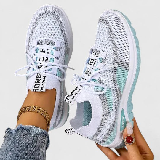 Lightweight Knit Mesh Cushioned Lace-Up Trainers Women