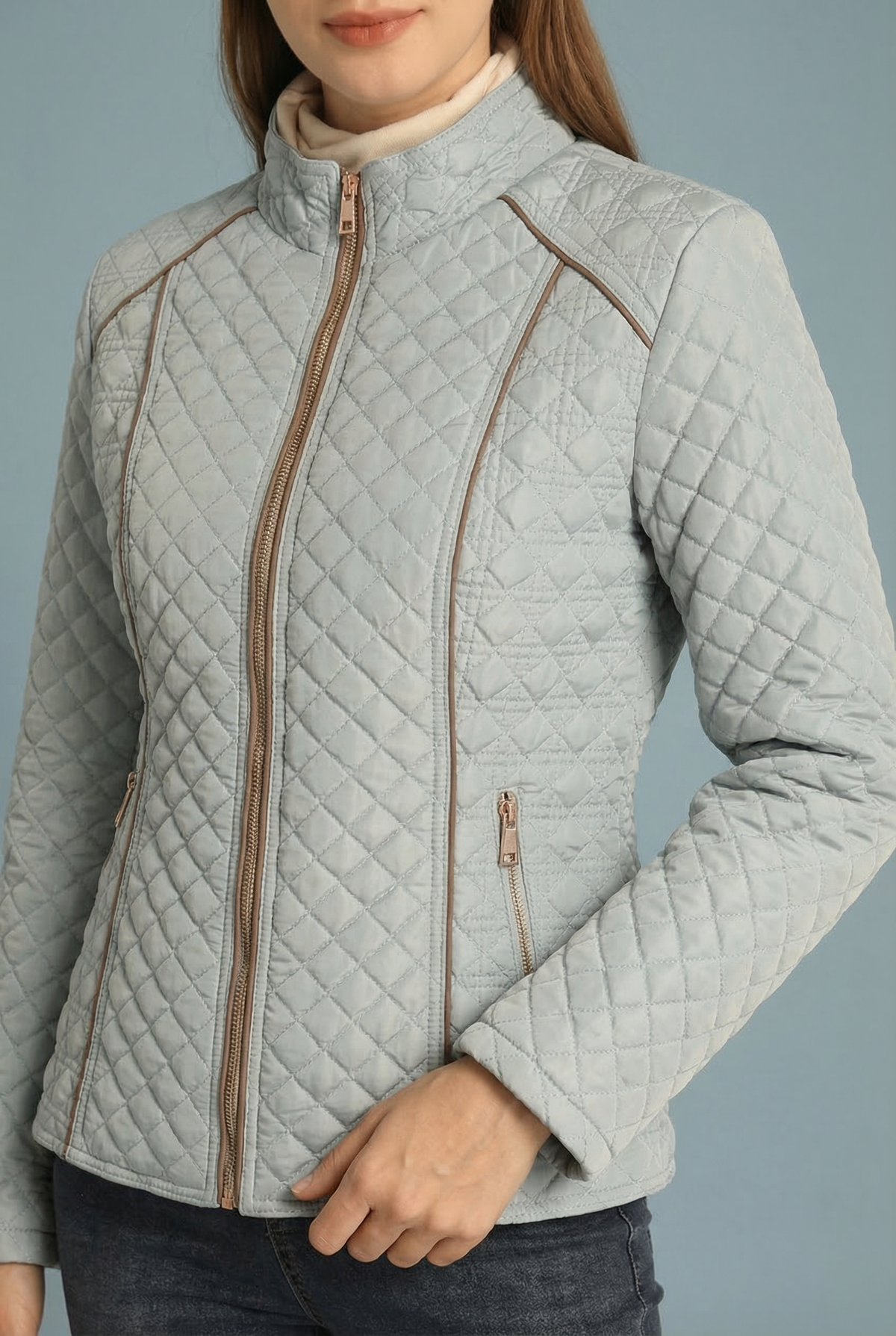 Women's short Quilted Zip Up Fitted Equestrian jacket