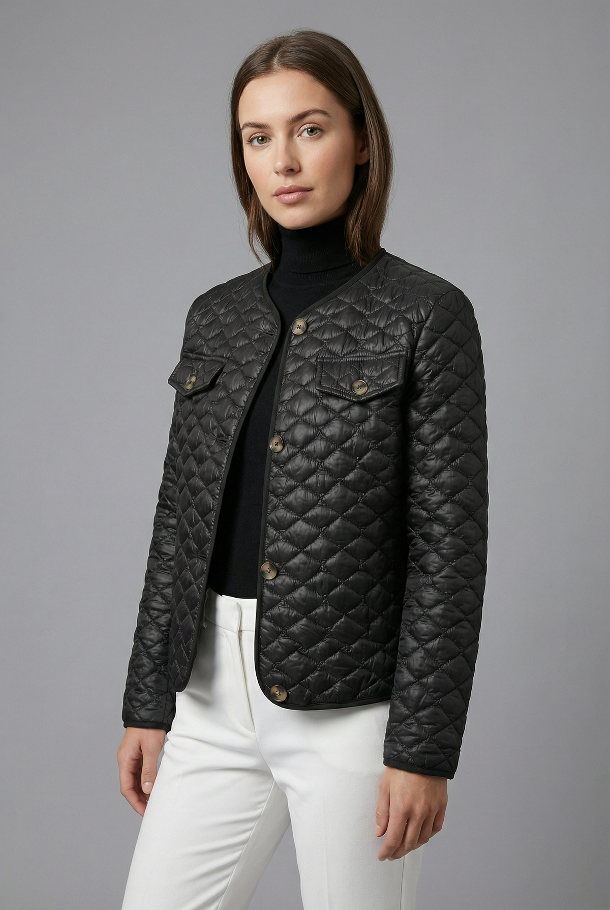 Women’s short Quilted Jacket – Lightweight Tailored Smart Casual Outerwear