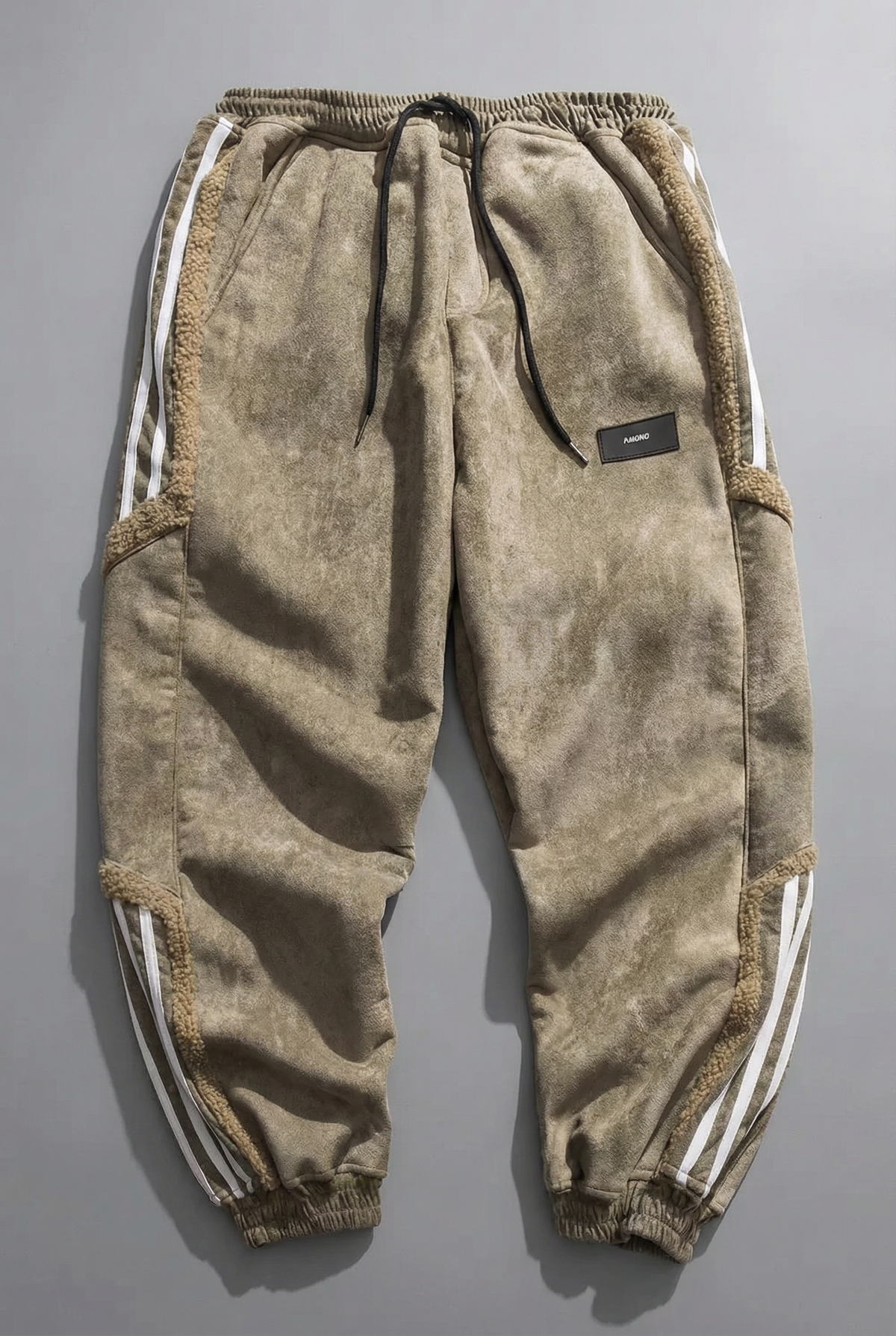 Men's  Fleece-Lined Relaxed Fit Joggers with Side Stripe Detail