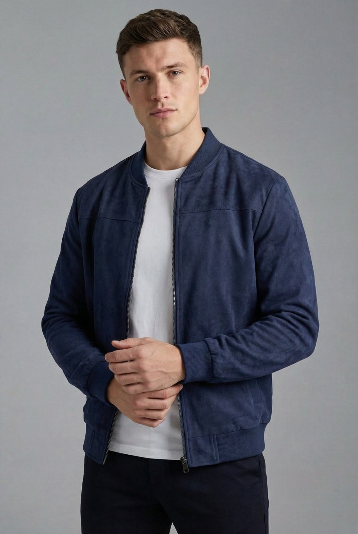 Men’s Lightweight Velvet-Style Zip-Up Old Money Style Jacket