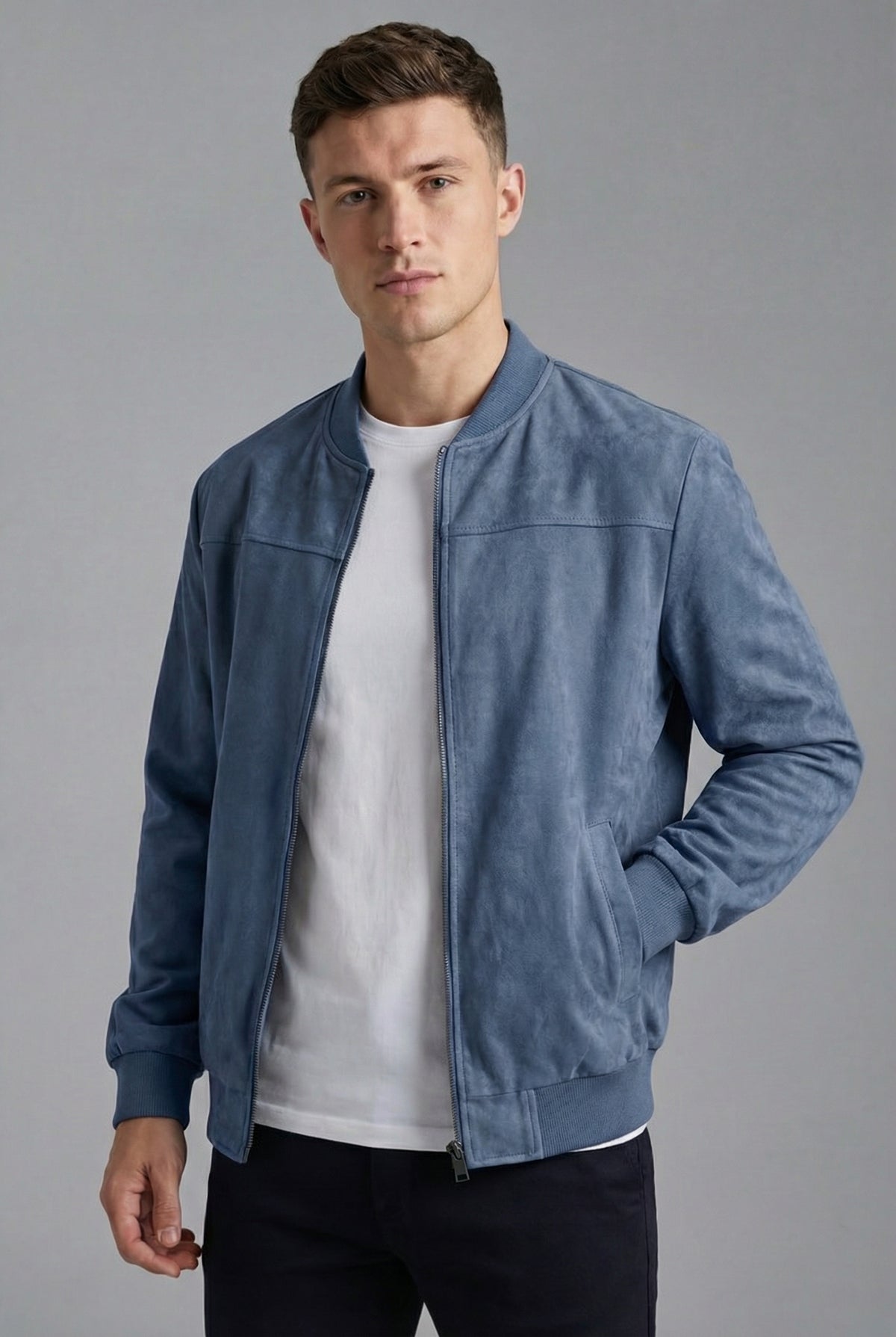 Men’s Lightweight Velvet-Style Zip-Up Old Money Style Jacket