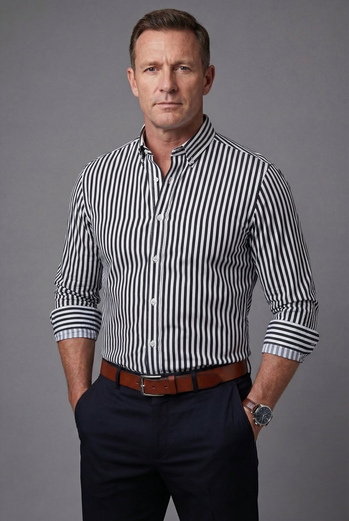 Men’s Vertical Stripe Overshirt – Lightweight Layer & Smart Casual Fit