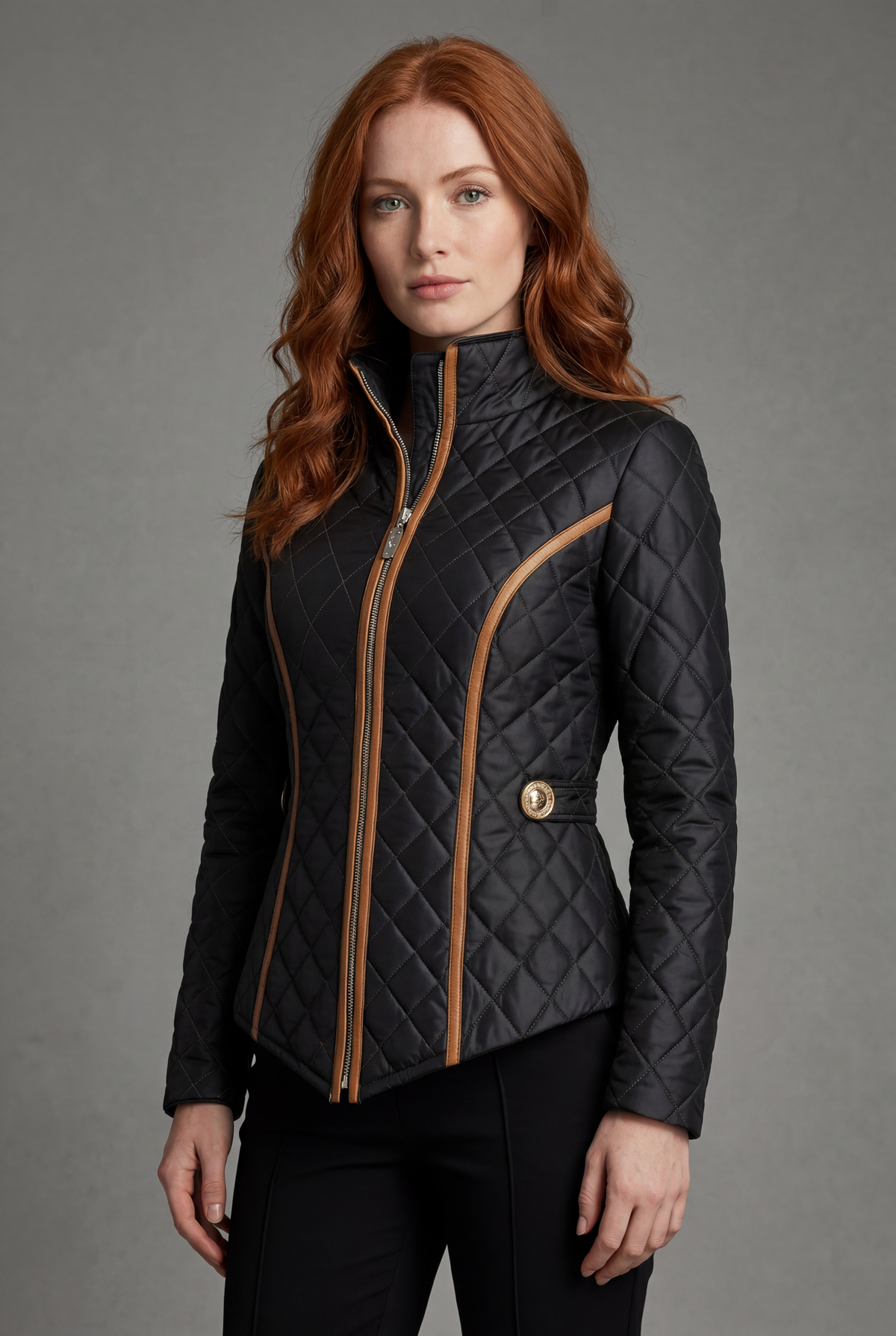 Black Women’s equestrian jacket Quilted