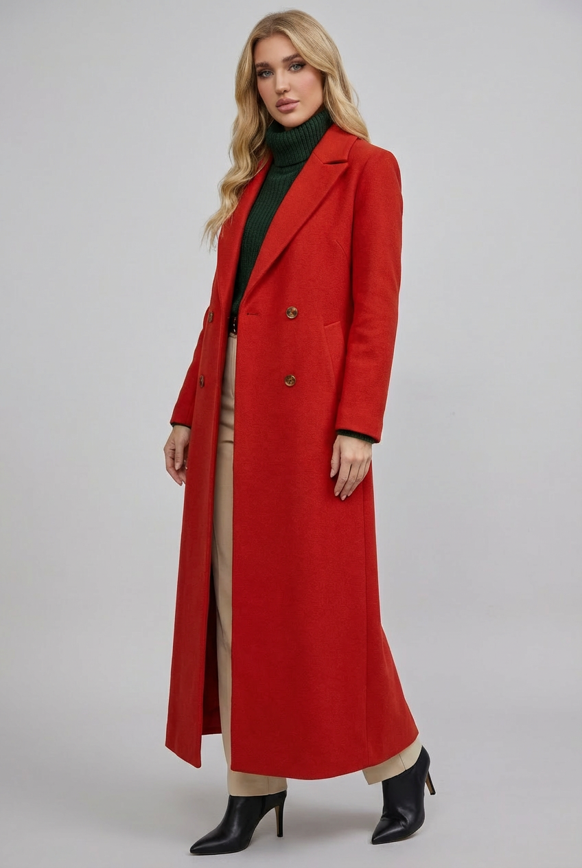 Women’s Chic Longline Elegant Wool Style Coat