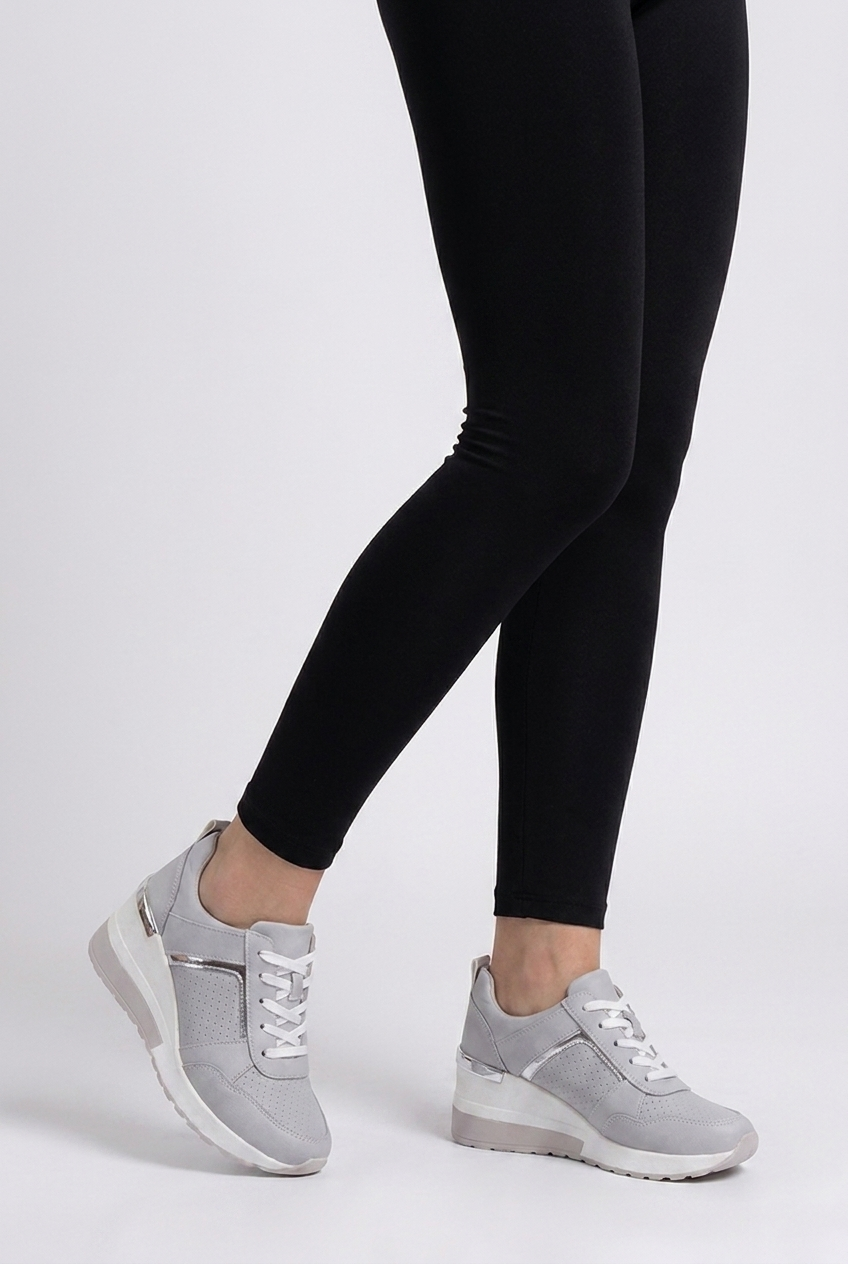 Wedge Sole Metallic Trim Orthopaedic Trainers Women
