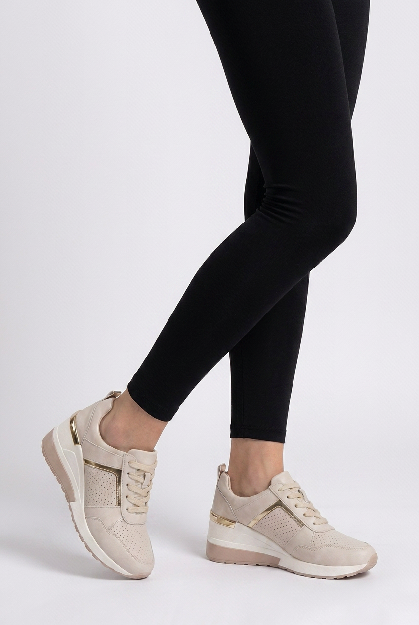 Wedge Sole Metallic Trim Orthopaedic Trainers Women
