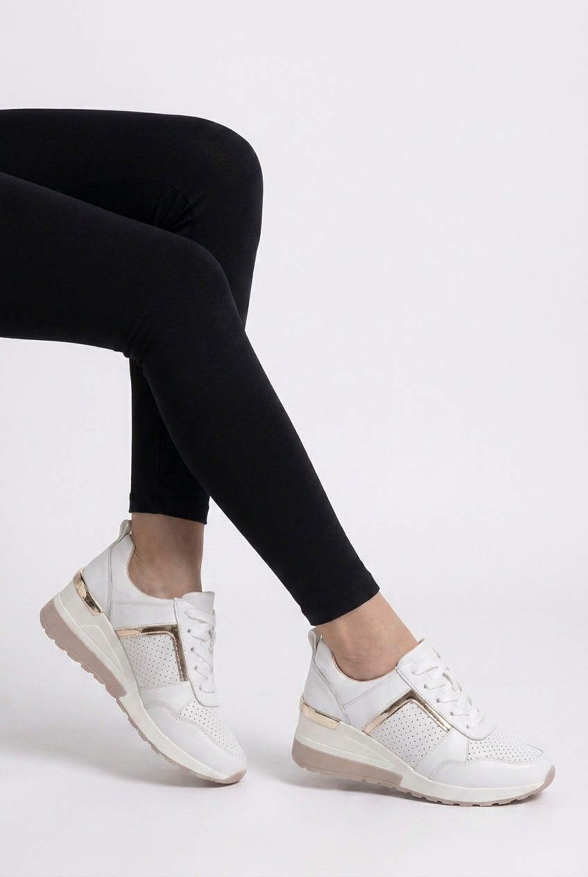 Wedge Sole Metallic Trim Orthopaedic Trainers Women