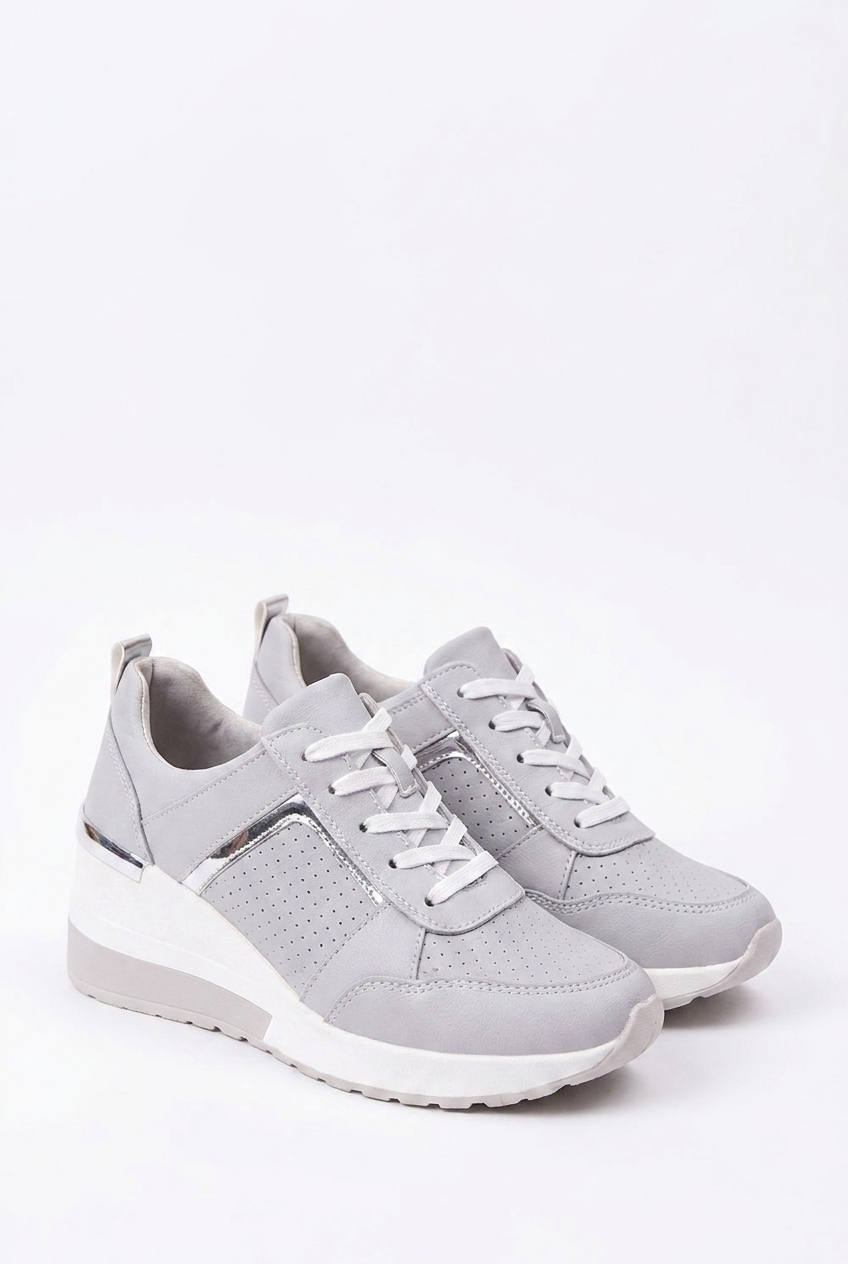 Wedge Sole Metallic Trim Orthopaedic Trainers Women