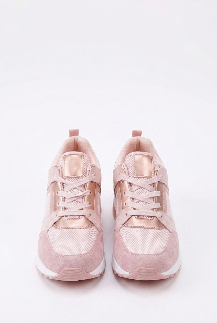Wedge Sole Metallic Trim Orthopaedic Trainers Women